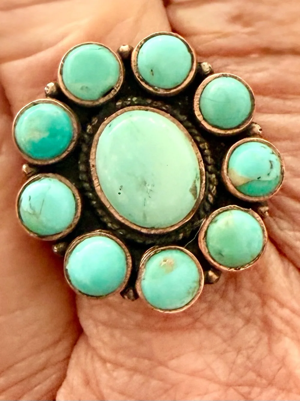 Copper and Turquoise Adjustable Ring -